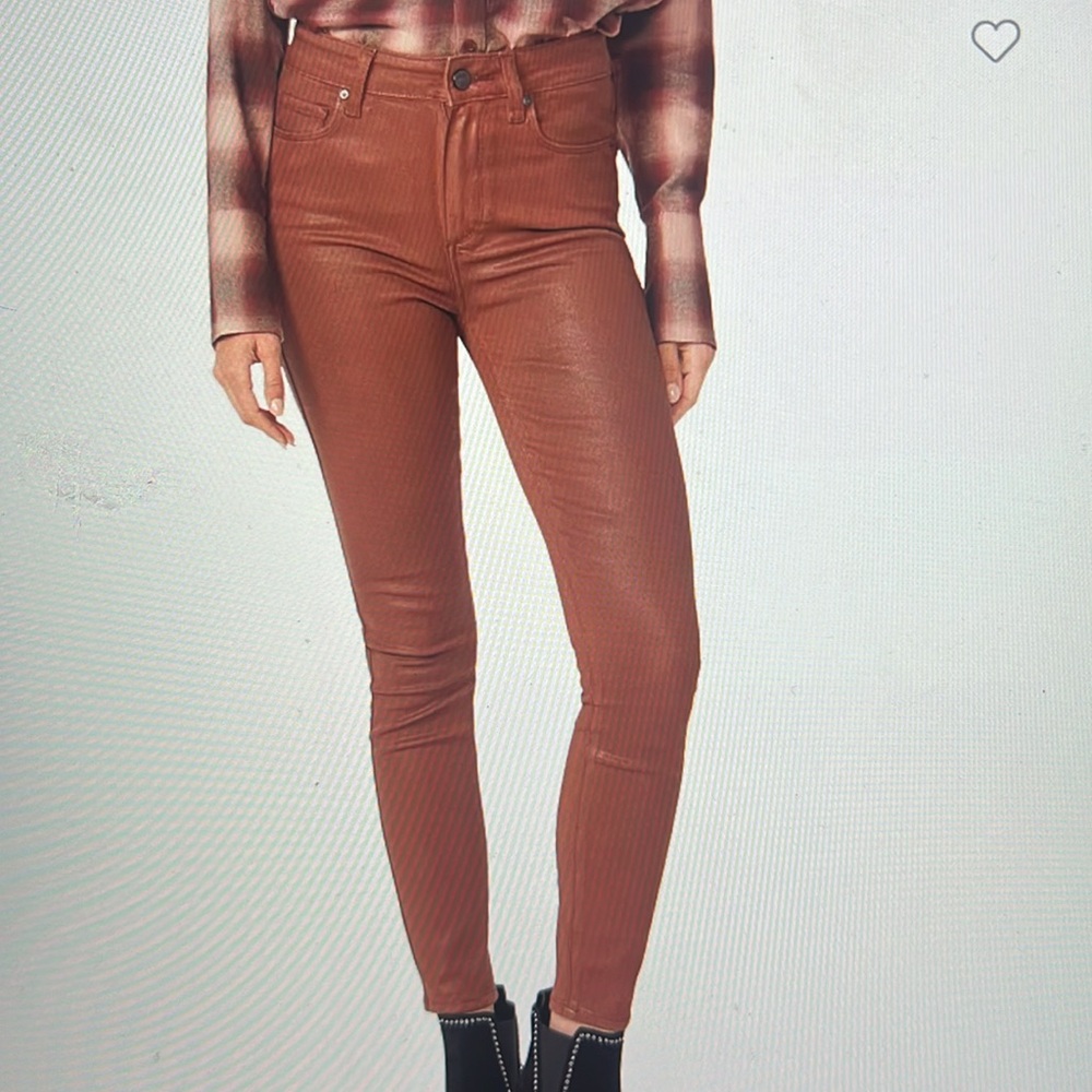 NWT: PAIGE COGNAC COATED JEANS -  SIZE 25